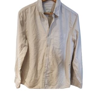 AE Large Natural 100% Cotton Button Down Collared‎ Shirt Business Casual